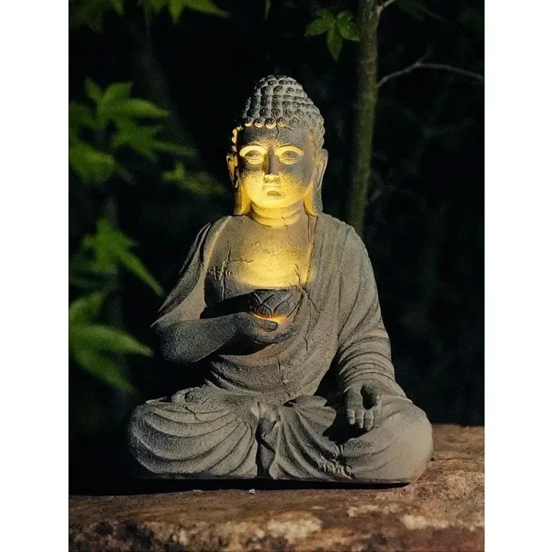 Outdoor Zen Lighting - Солнечная светодиодная статуя Будды из смолы