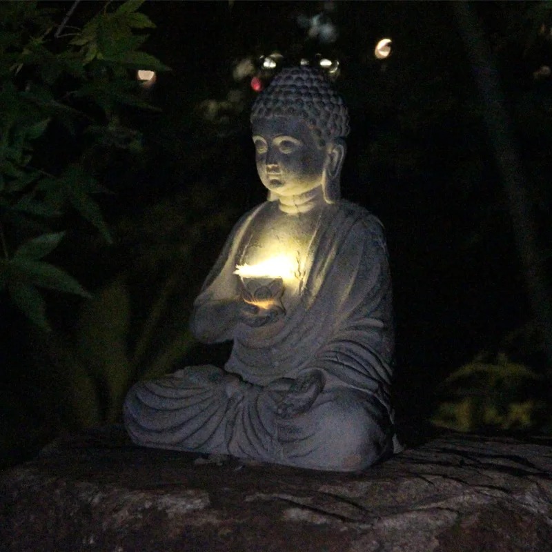 Outdoor Zen Lighting - Садовая скульптура Будды из смолы с
