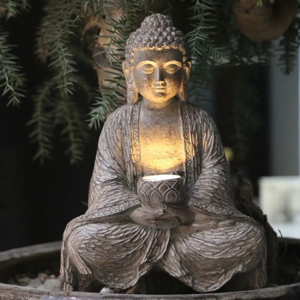 Outdoor Zen Lighting - Наружная солнечная статуя Будды, светильник для