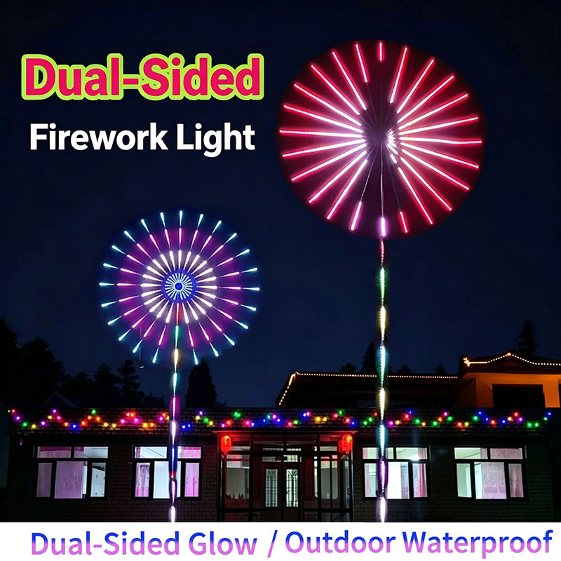 Outdoor Lighting Year Round - 24-трубочная новогодняя RGB-фейерверк-лампа, двойные динамики, активация
