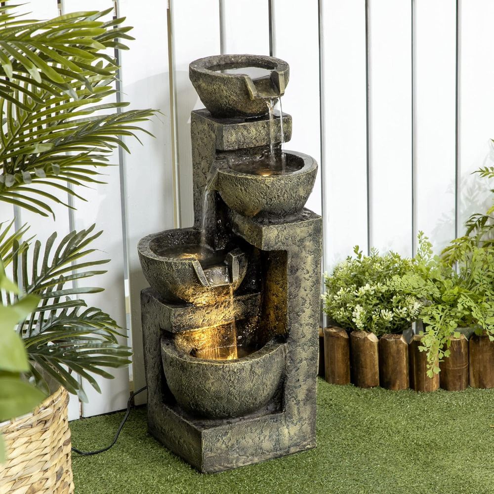 Outdoor Zen Lighting - Четырехуровневый каменный водопад с каскадным потоком