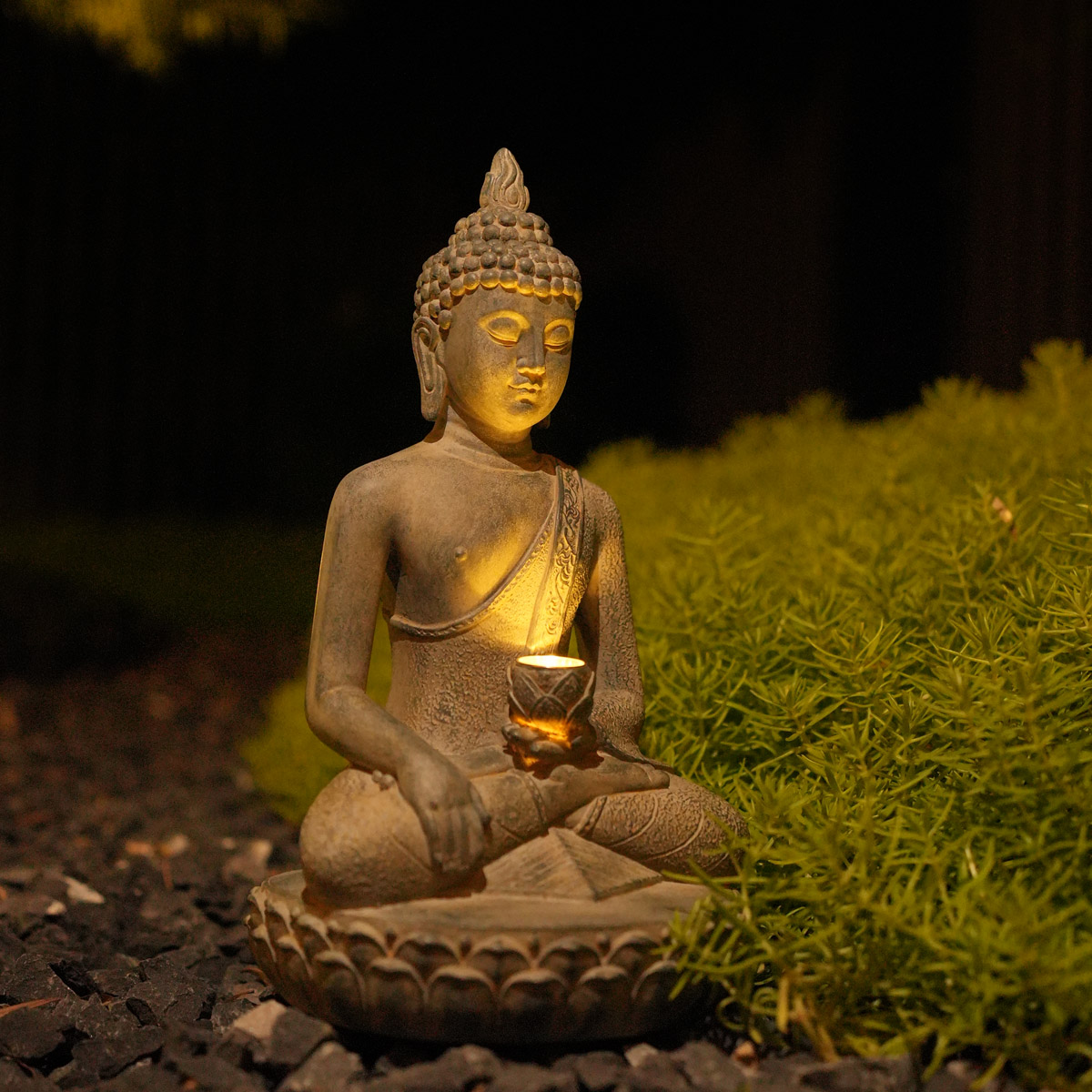 Солнечная статуя Будды в стиле – обзор и цена Outdoor Zen Lighting