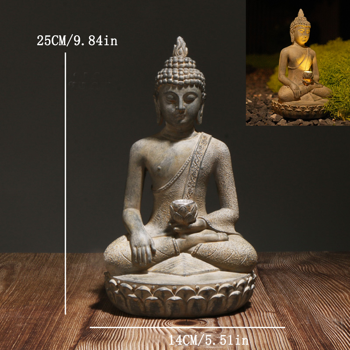Солнечная статуя Будды в стиле – обзор и цена Outdoor Zen Lighting