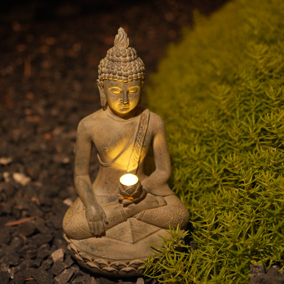 Солнечная статуя Будды в стиле – обзор и цена Outdoor Zen Lighting
