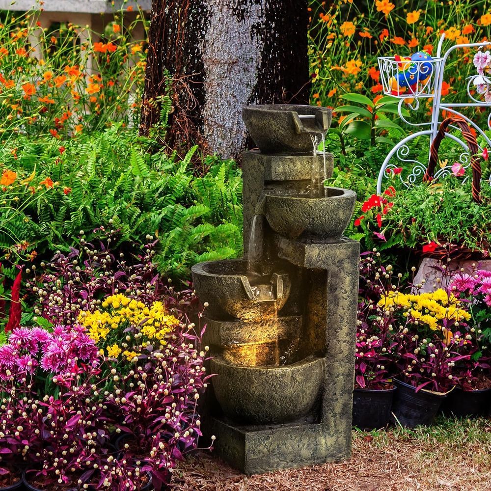 Четырехуровневый каменный водо – обзор и цена Outdoor Zen Lighting
